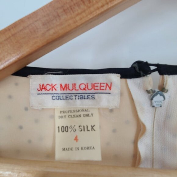 Vintage Jack Mulqueen Collectibles 100% Silk Dress Made in Korea SZ‎ 4 Polka dot - Picture 4 of 16